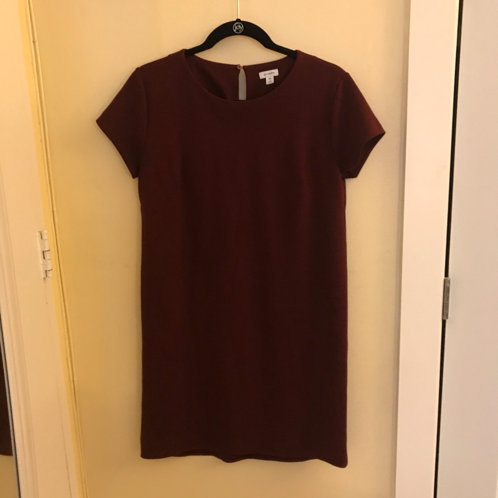 Cuyana Ponte Tee Dress in Burgundy